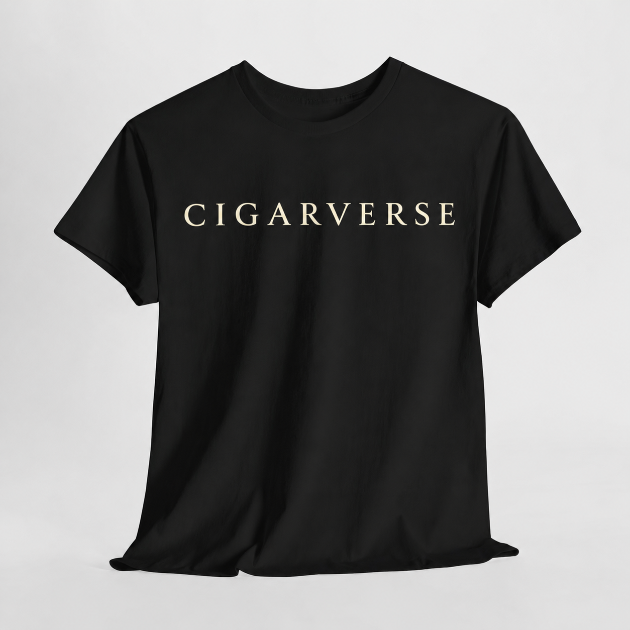 Cigarverse Cream Logo Tee — Minimalist Black Cigar Brand Shirt