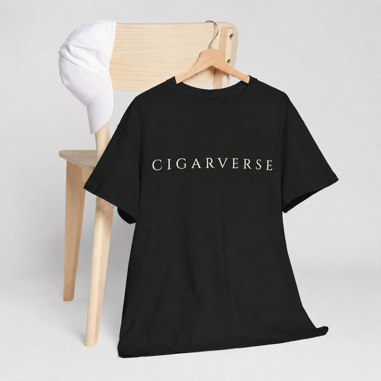 Cigarverse Cream Logo Tee — Minimalist Black Cigar Brand Shirt