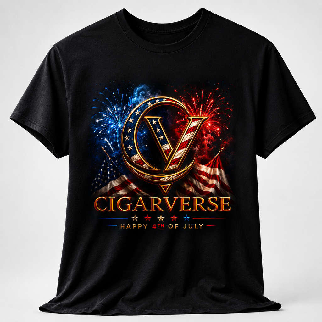 Cigarverse Logo Tee — Patriotic Gold & Flag Emblem Cotton T‑Shirt