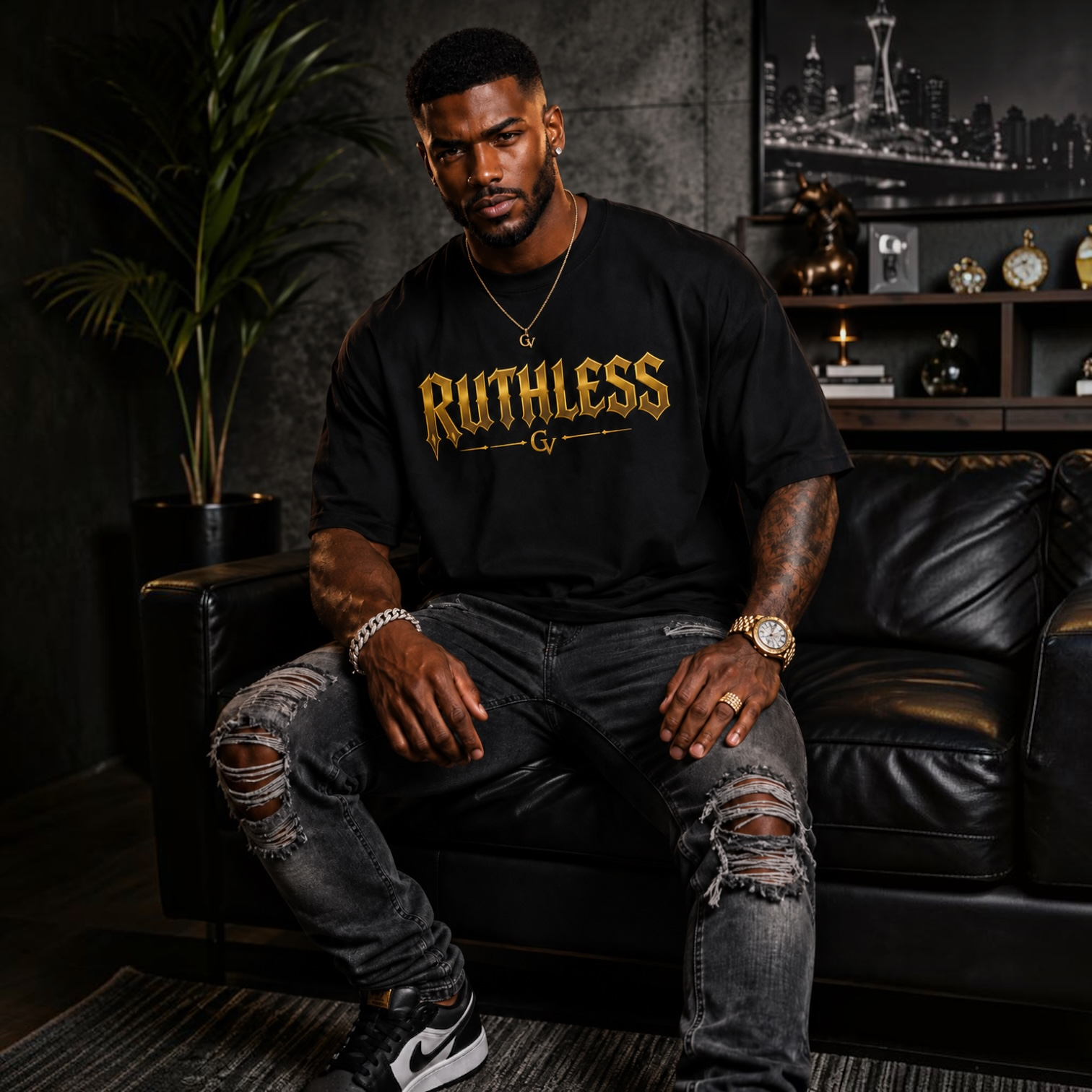 Ruthless Gold Logo Premium Max Heavyweight T-Shirt