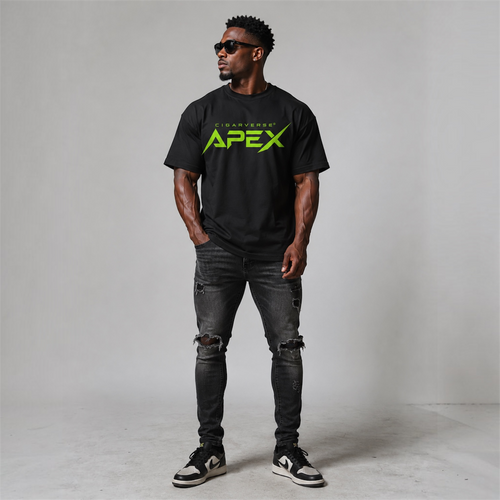Apex Logo Premium Max Heavyweight T-Shirt — Neon Green Gaming Graphic Tee