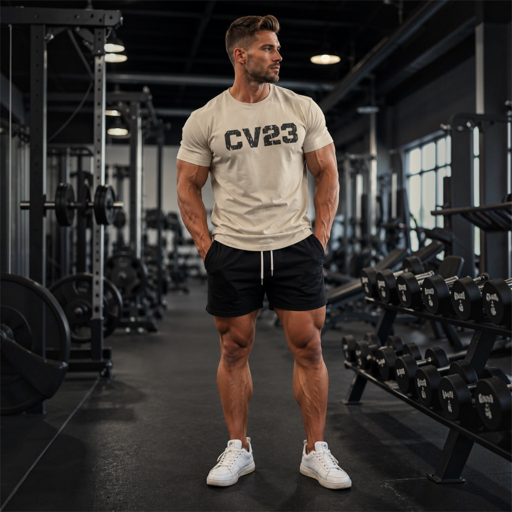 Black CV23 Logo Vintage Military-Style Tee