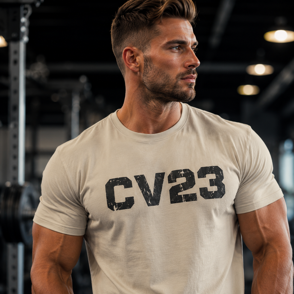 Black CV23 Logo Vintage Military-Style Tee