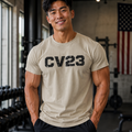 Charcoal CV23 Logo Graphic Tee – Vintage Athletic Number Shirt