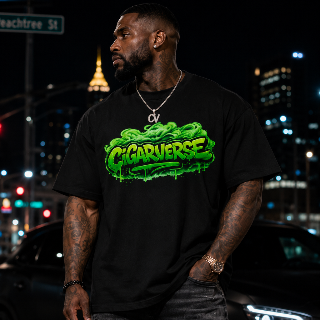 Neon Green Logo Premium Max Heavyweight Cigarverse Graffiti Tee