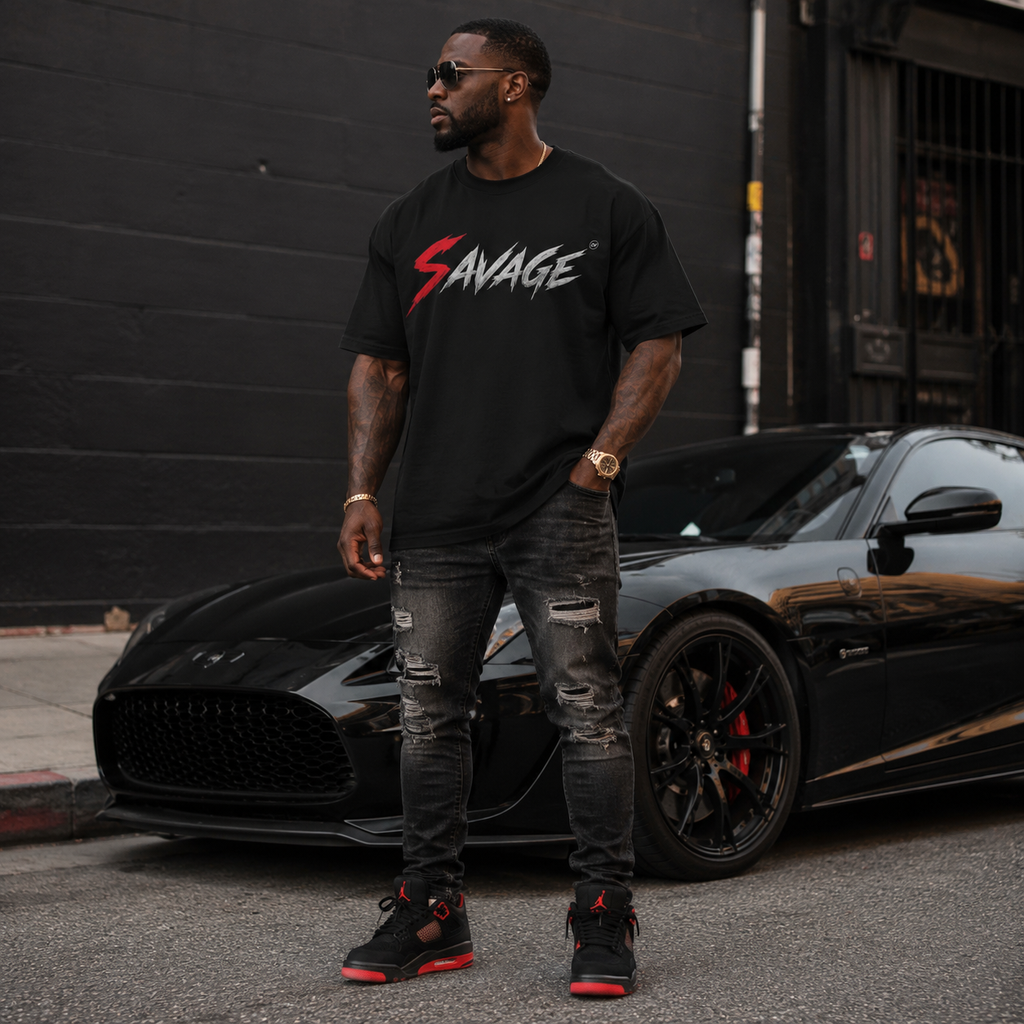 Savage Logo Premium Max Heavyweight T-Shirt — Bold Streetwear Graphic Tee