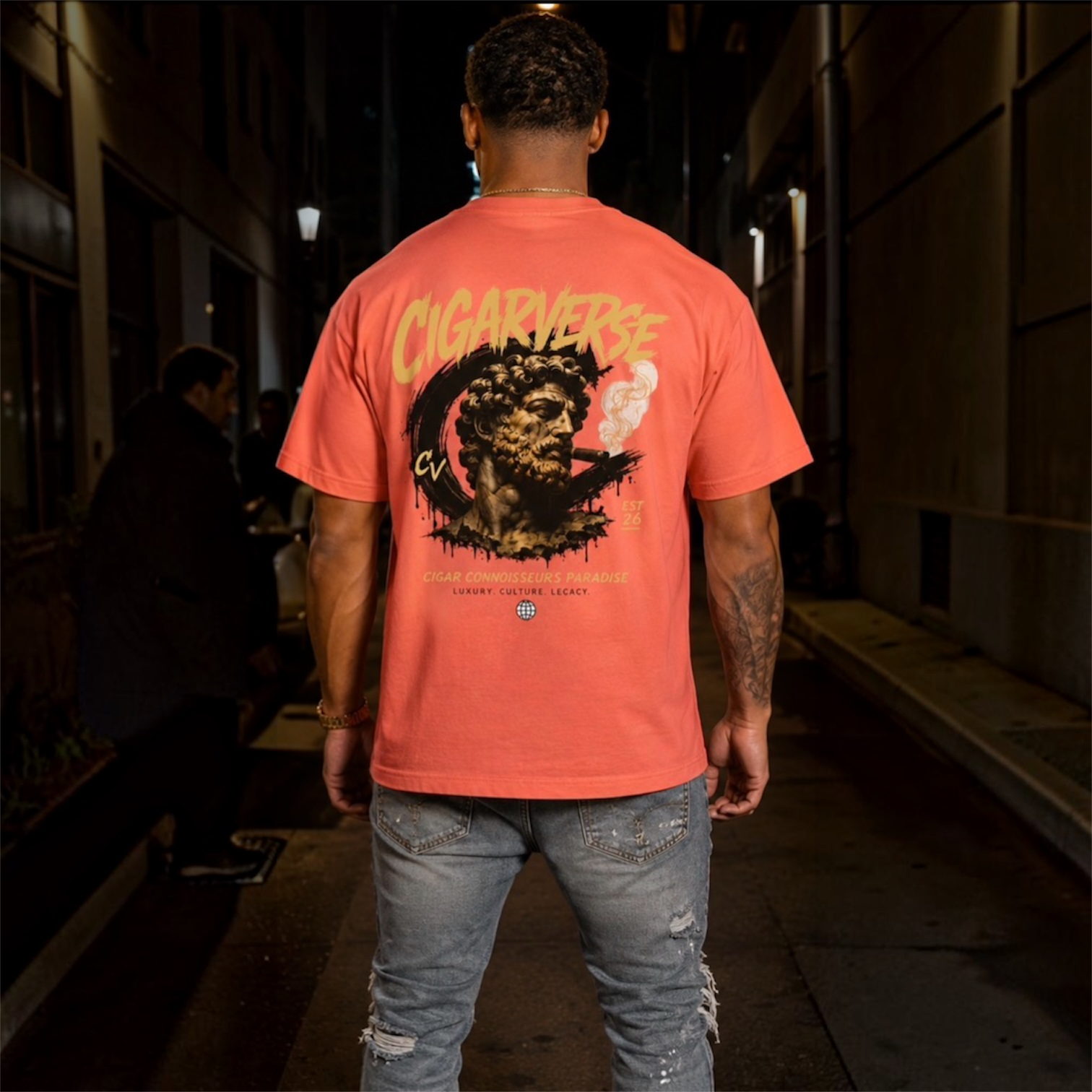 Premium Max Heavyweight CigarVerse Graphic T-Shirt — Tropical Graffiti Logo Tee