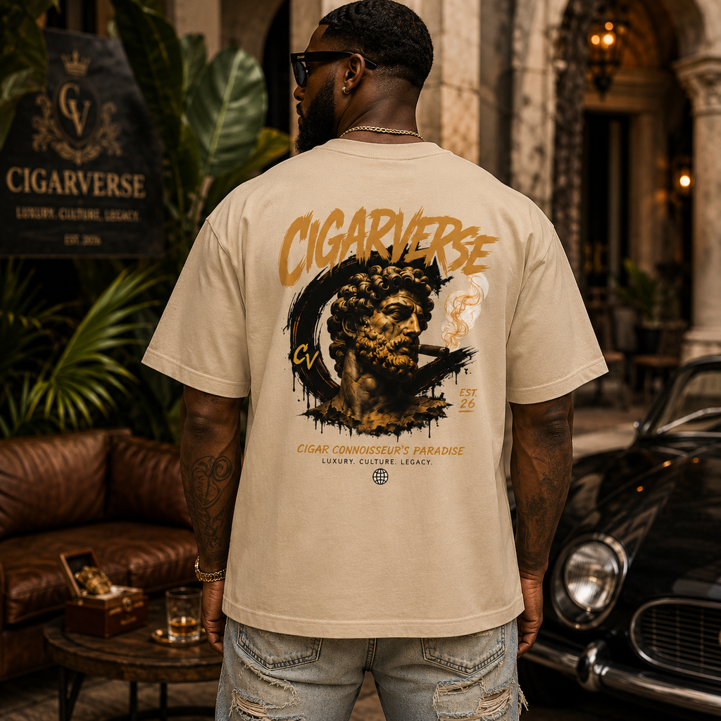 Premium Max Heavyweight CigarVerse Graphic T-Shirt — Tropical Graffiti Logo Tee