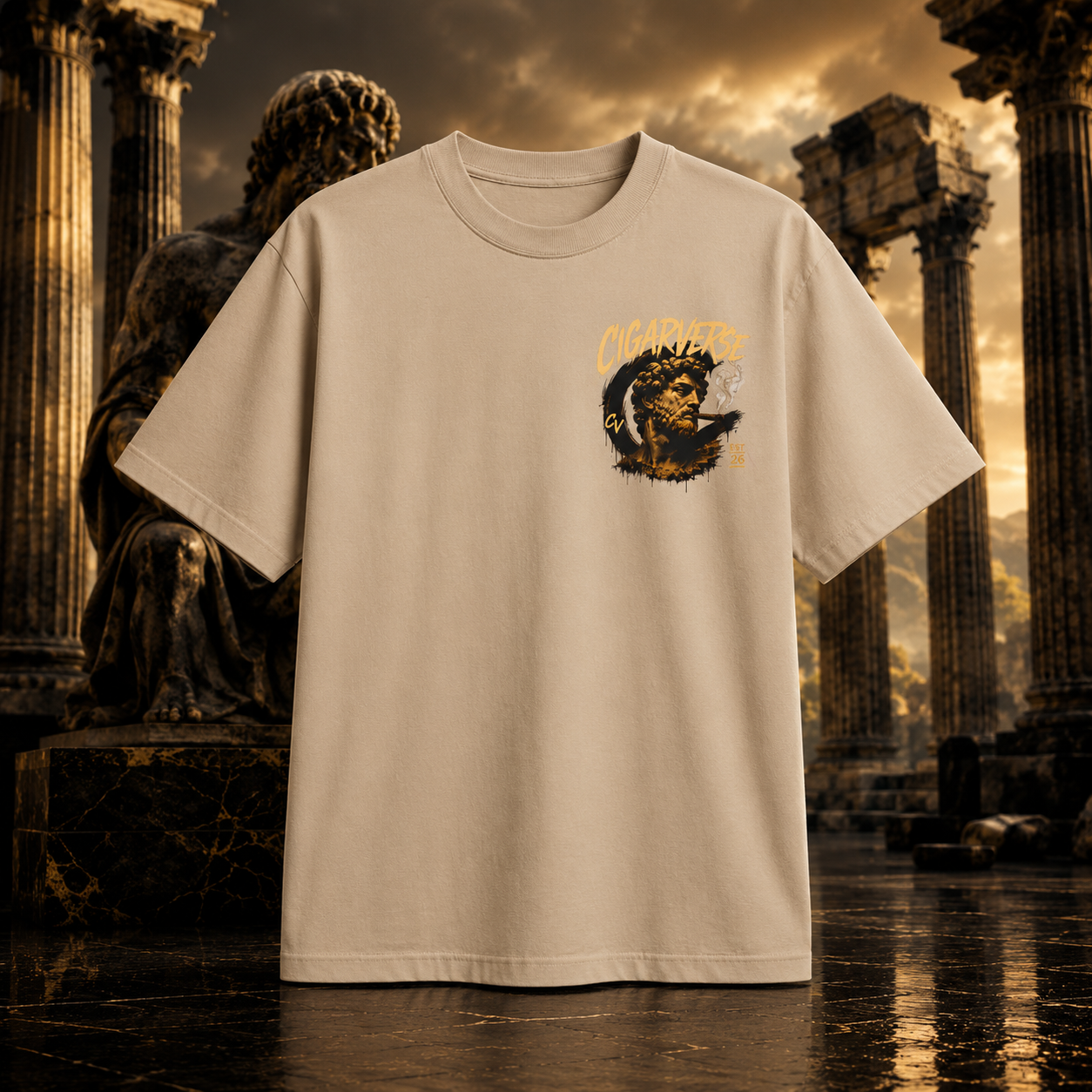 Premium Max Heavyweight CigarVerse Graphic T-Shirt — Tropical Graffiti Logo Tee
