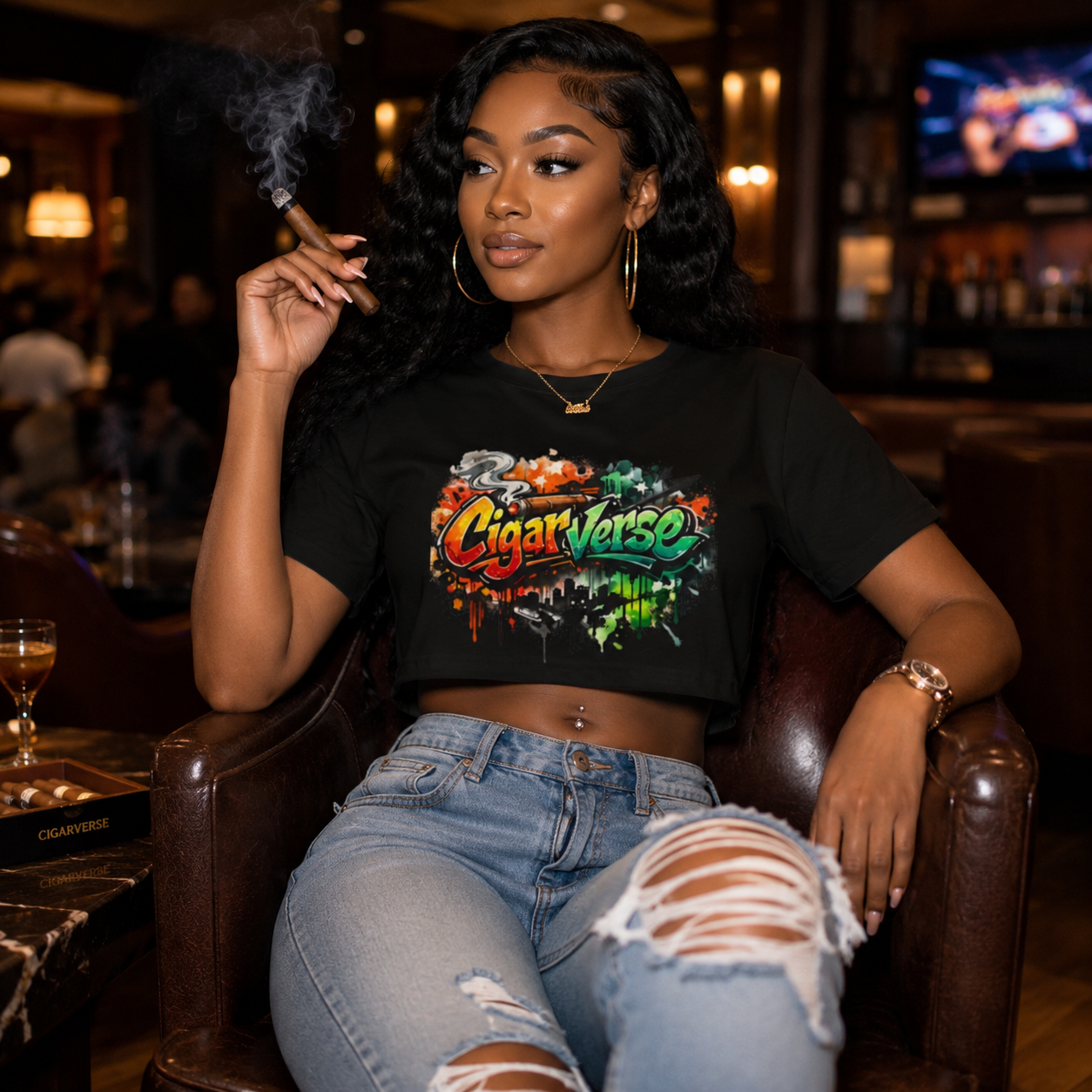 CigarVerse Graffiti Crop Tee