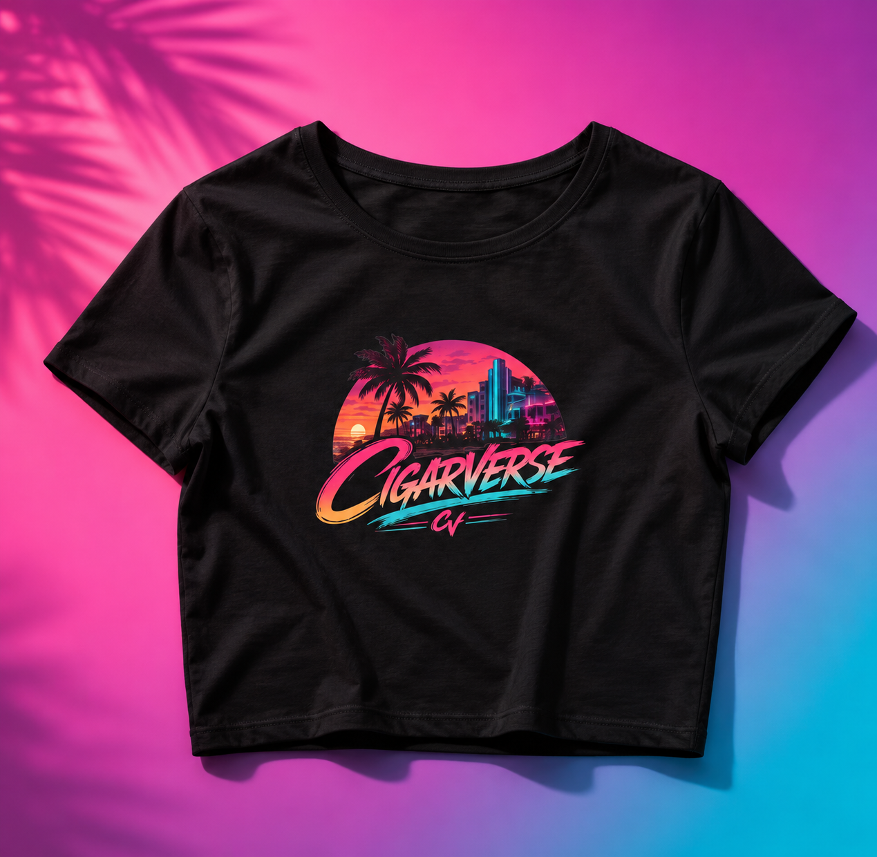 Cigaverse Rainbow Script Crop Tee