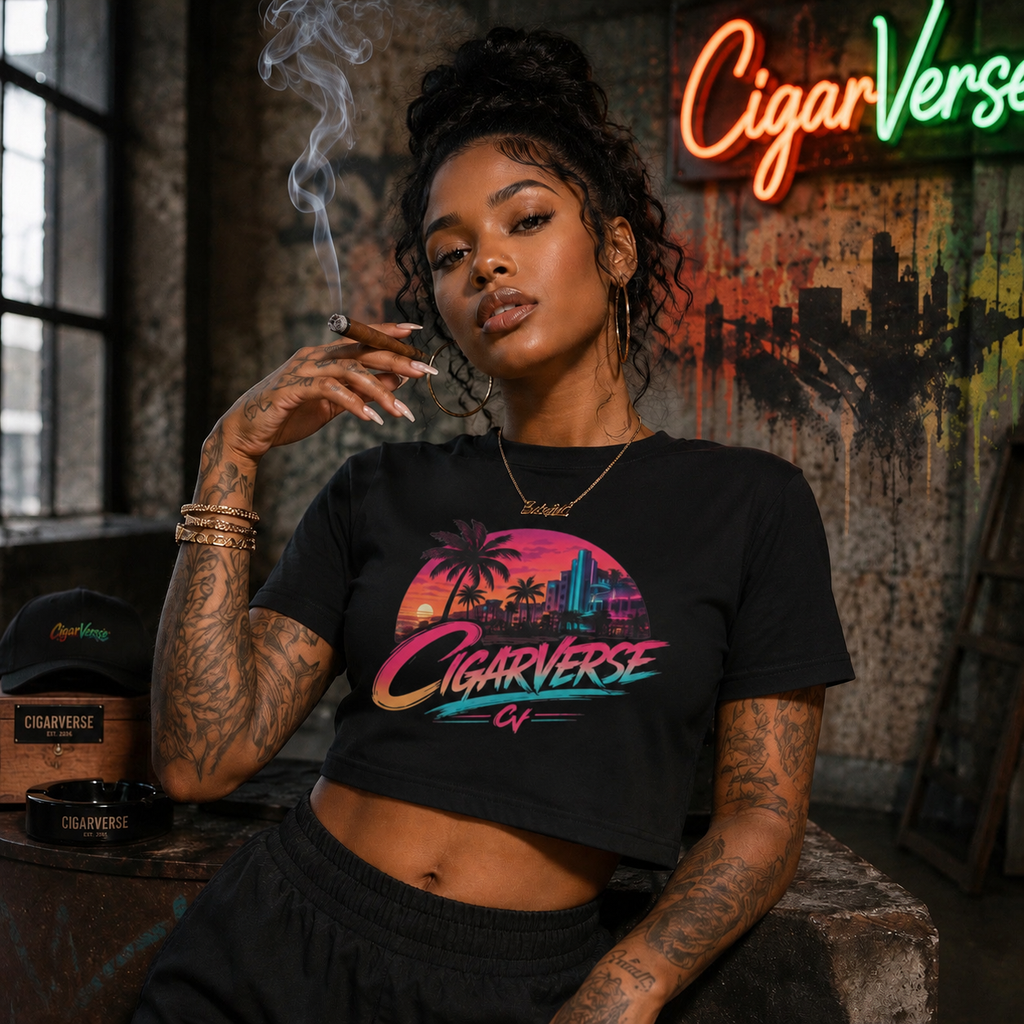 Cigaverse Rainbow Script Crop Tee