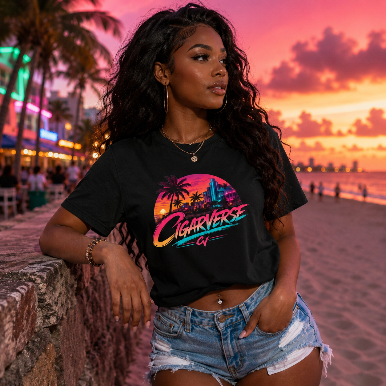 Cigaverse Rainbow Script Crop Tee