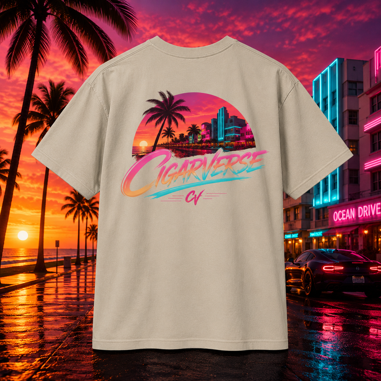 CIGARVERSE Unisex Retro Sunset T-Shirt