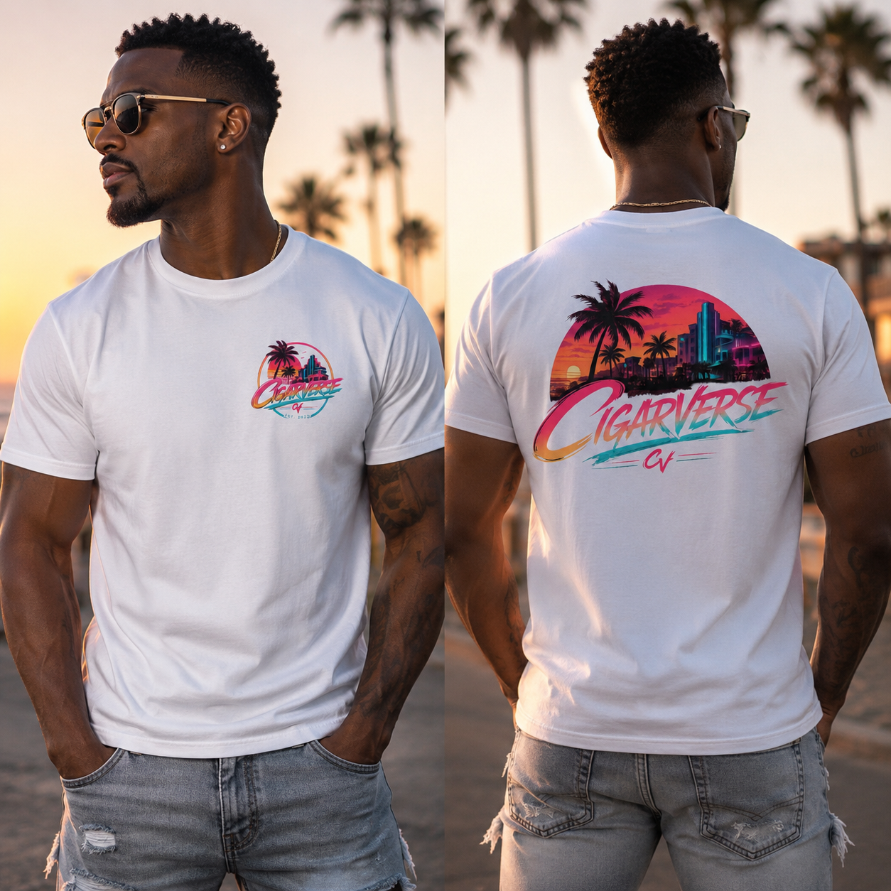 CIGARVERSE Unisex Retro Sunset T-Shirt