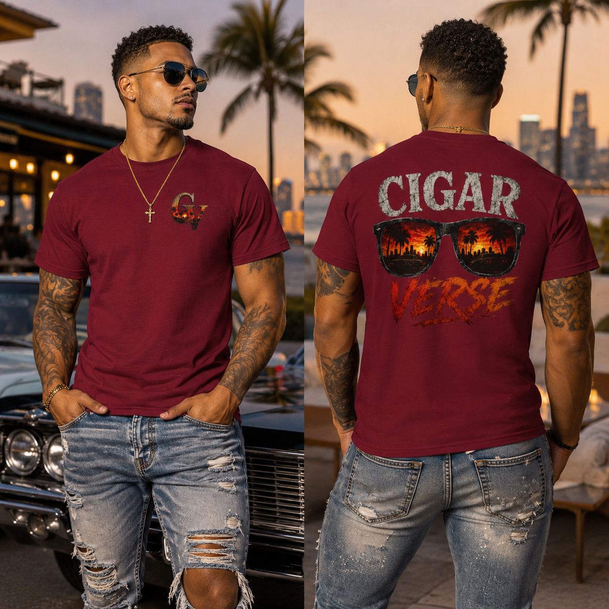 Cigar Verse Graphic Tee — Retro Sunglasses Smoke Design