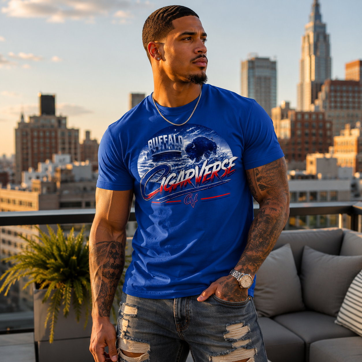 CIGARVERSE Unisex Buffalo Tee — Vintage Football Fan T-Shirt