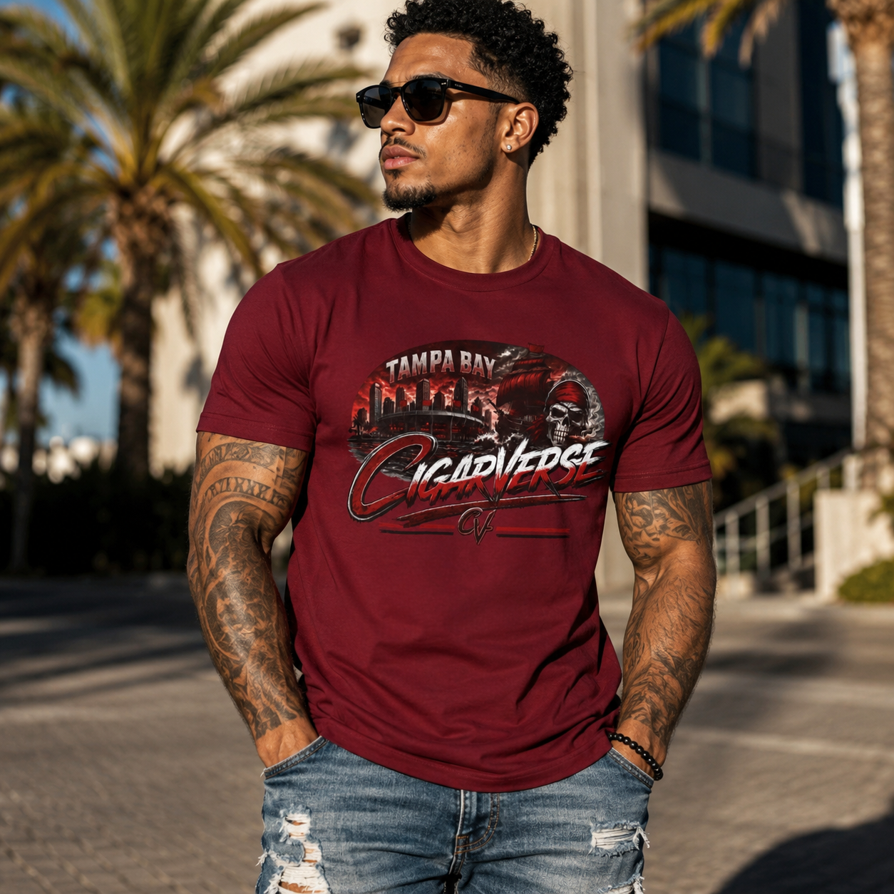CIGARVERSE Unisex T-Shirt — Tampa Bay CIGARVERSE Vintage Skyline Graphic Tee
