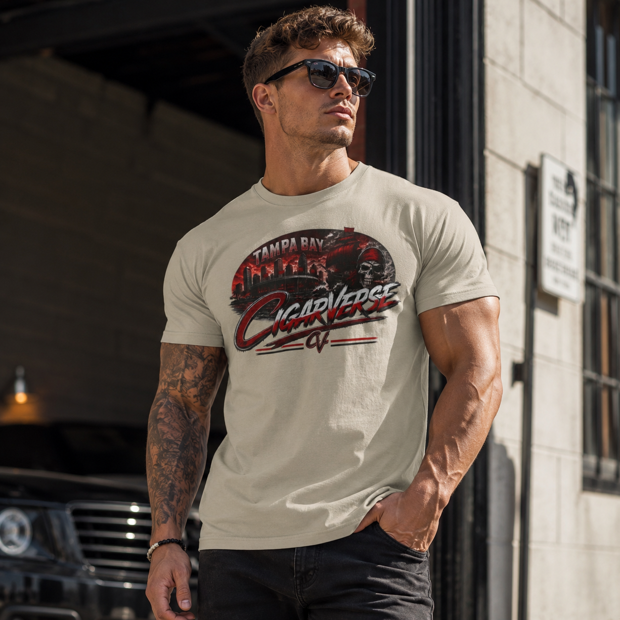 CIGARVERSE Unisex T-Shirt — Tampa Bay CIGARVERSE Vintage Skyline Graphic Tee