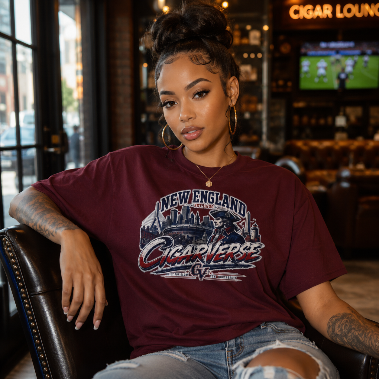 Unisex CIGARVERSE New England T-Shirt — 'NEW ENGLAND CIGARVERSE ' Skyline Graphic Tee