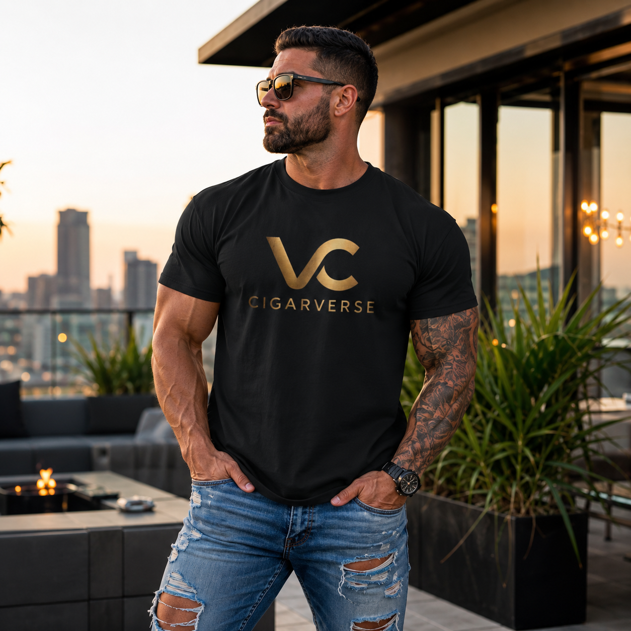 Unisex Champagne Gold CIGARVERSE T-Shirt