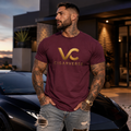 Unisex Gold Logo CIGARVERSE T-Shirt — Men's Burgundy Cotton T‑Shirt
