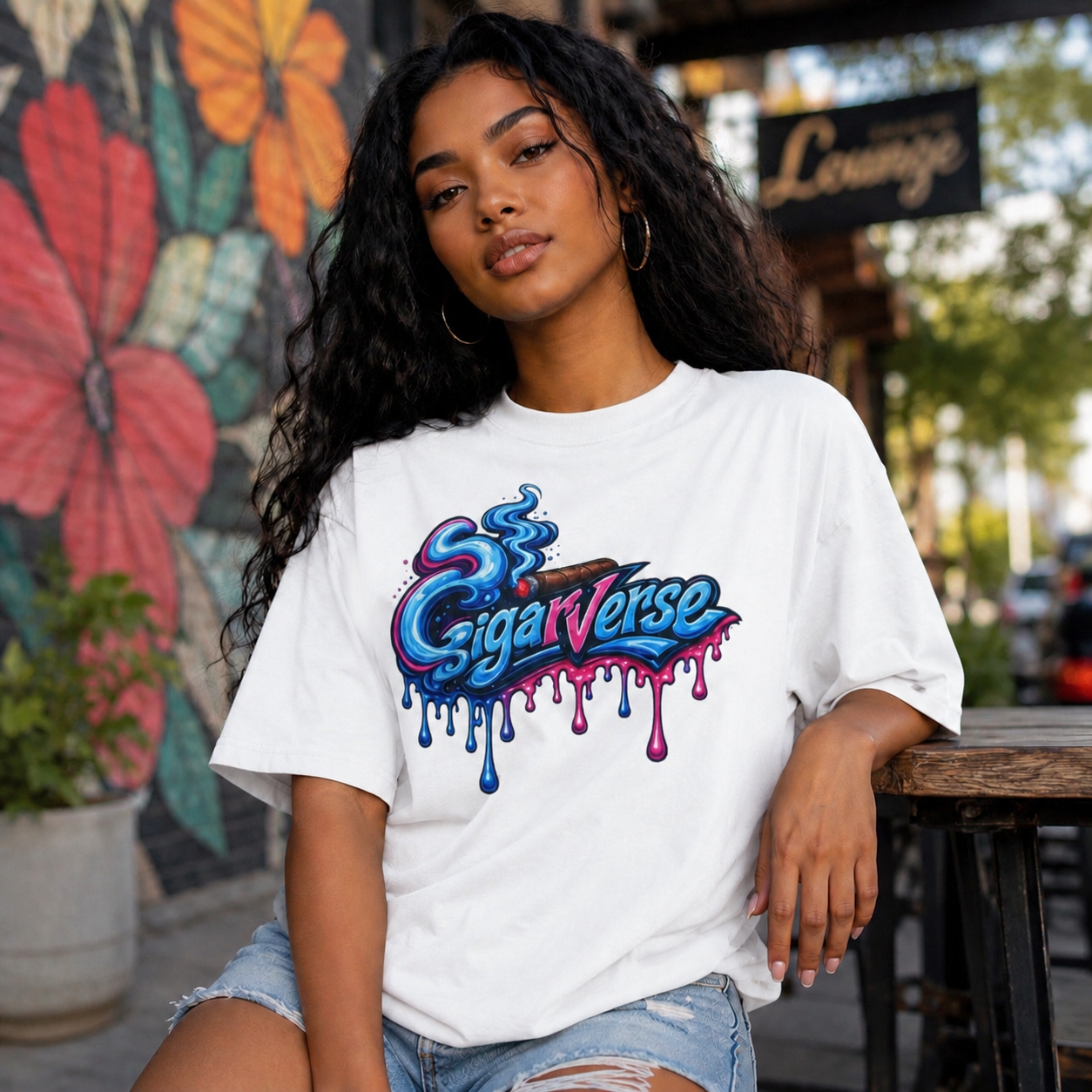 Unisex Graphic Tee — Colorful "CigarVerse" Drip Logo T-Shirt