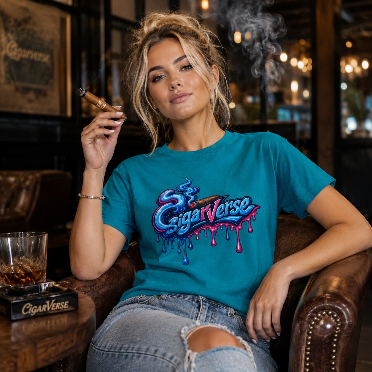 Unisex Graphic Tee — Colorful "CigarVerse" Drip Logo T-Shirt