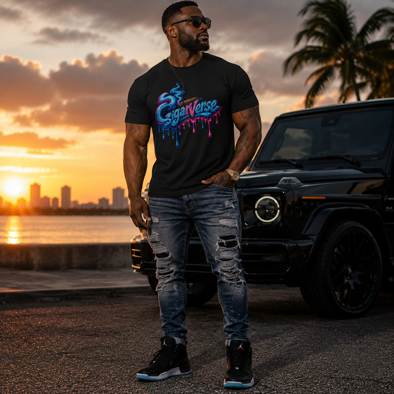 Unisex Graphic Tee — Colorful "CigarVerse" Drip Logo T-Shirt