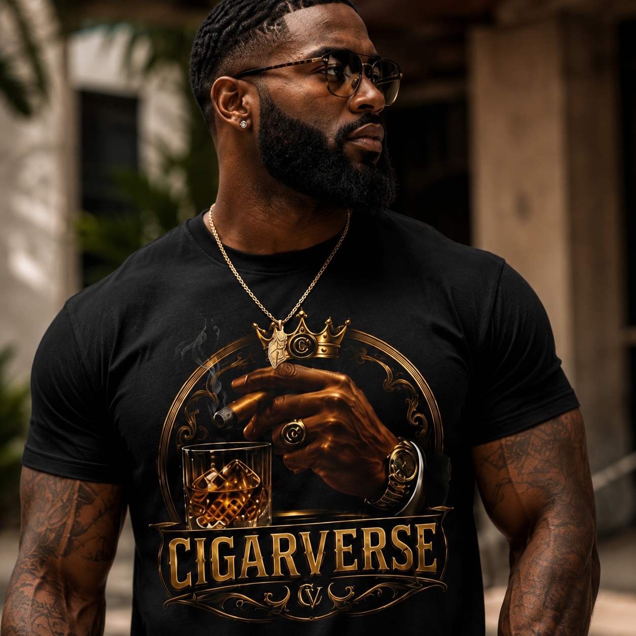 Unisex Cigarverse Graphic Tee — Retro Smoking Crown Design