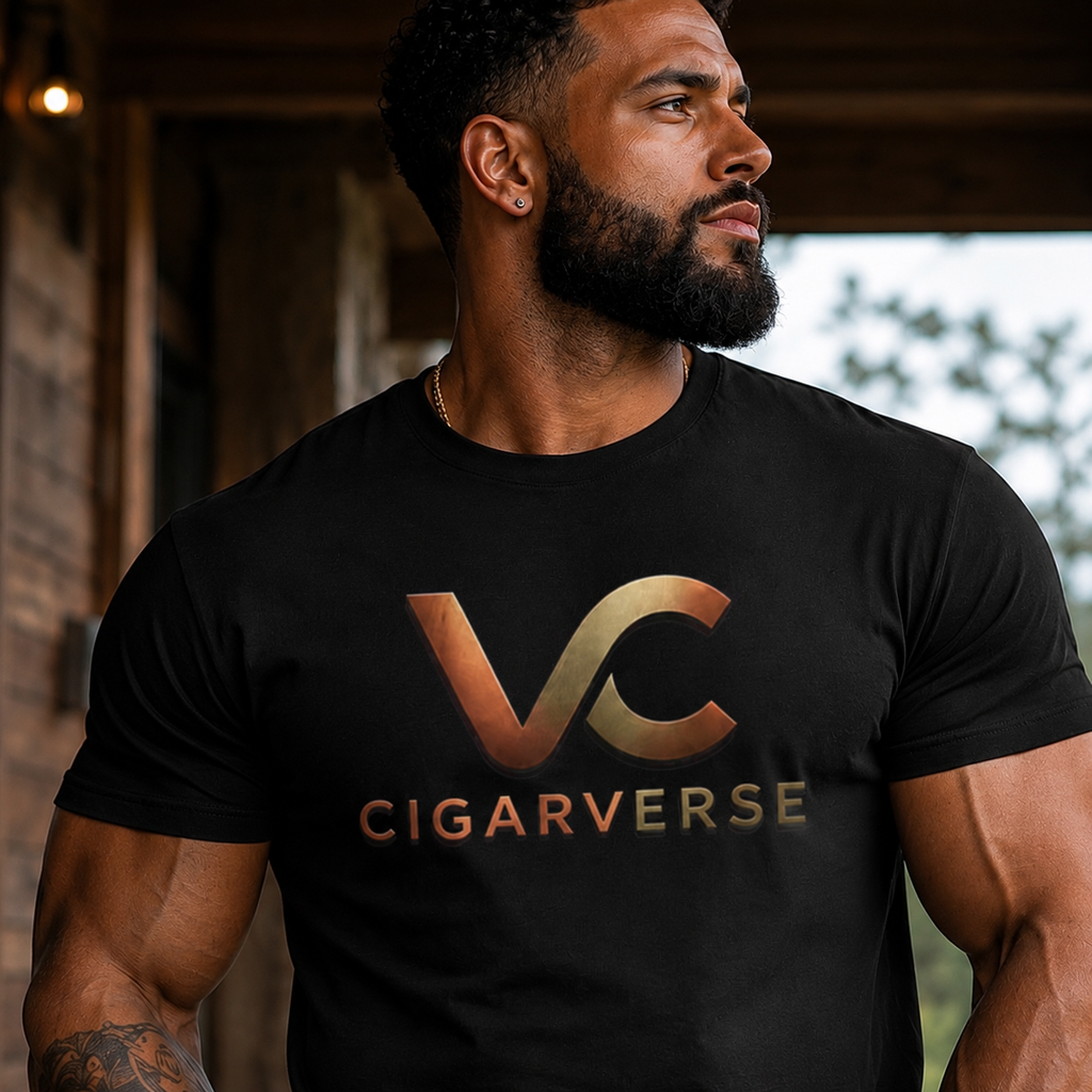 Unisex Cigarverse Logo T‑Shirt — Gold Gradient Crew Tee