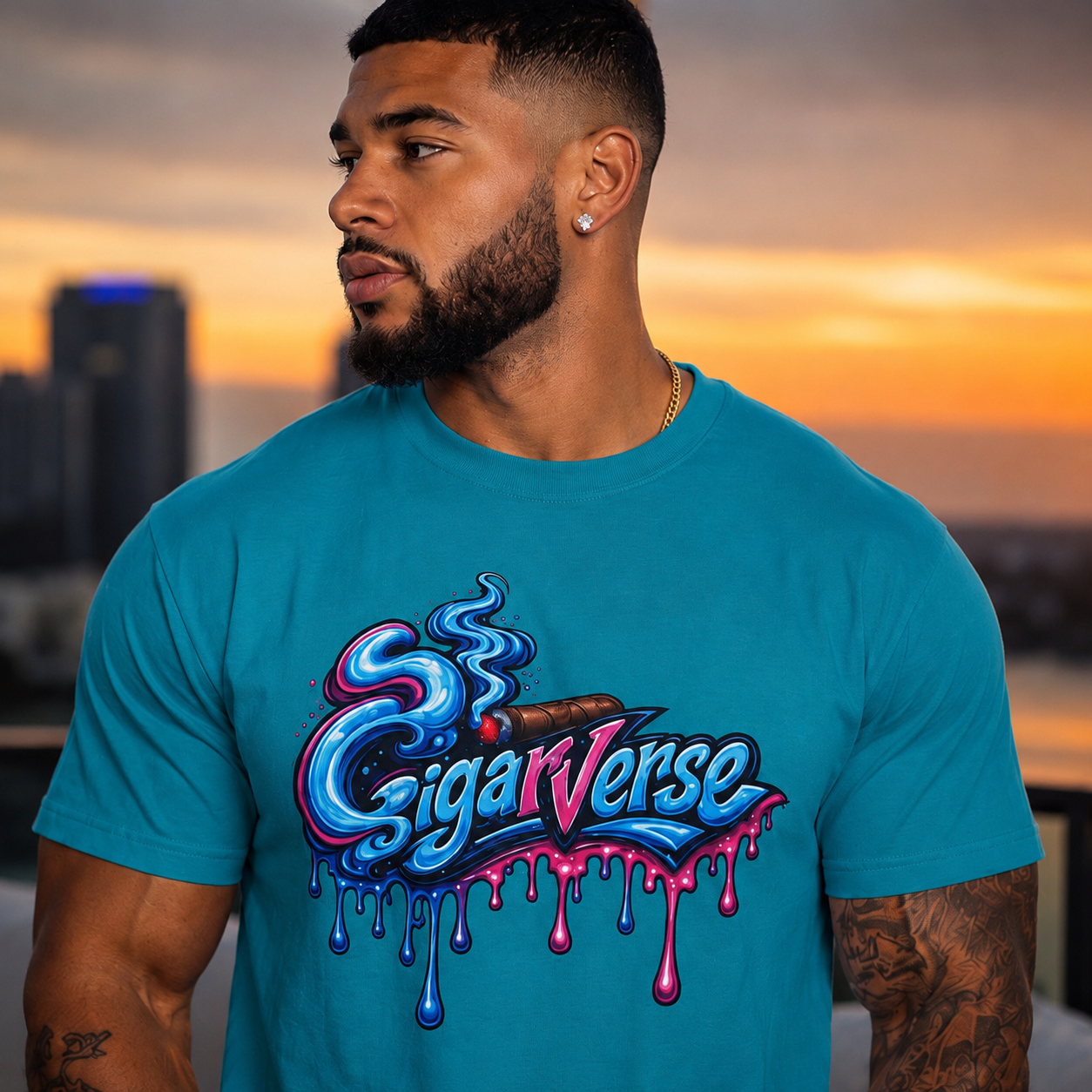Unisex Graphic Tee — Colorful "CigarVerse" Drip Logo T-Shirt