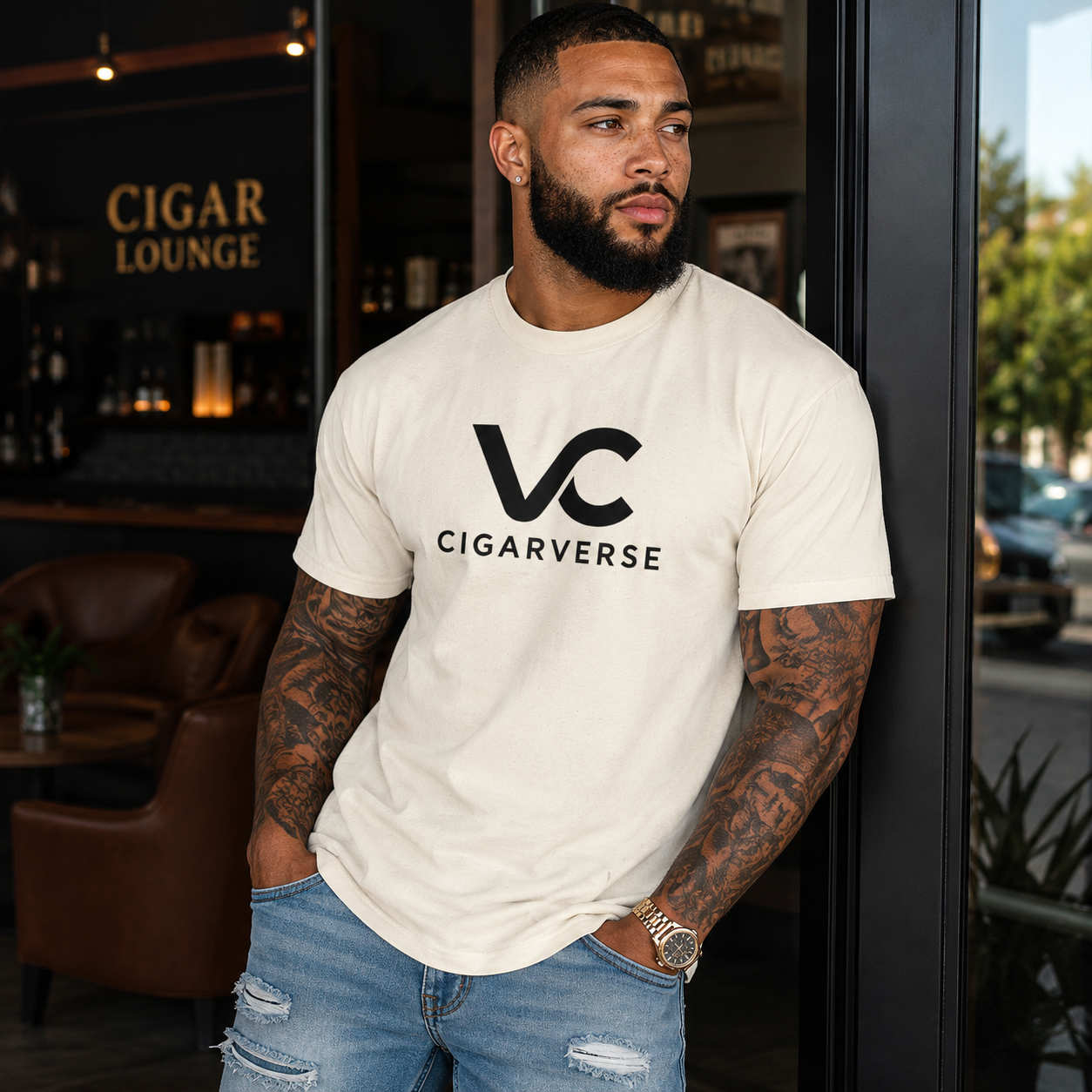 Unisex Black Logo CIGARVERSE T-Shirt — Subtle Black Graphic Tee