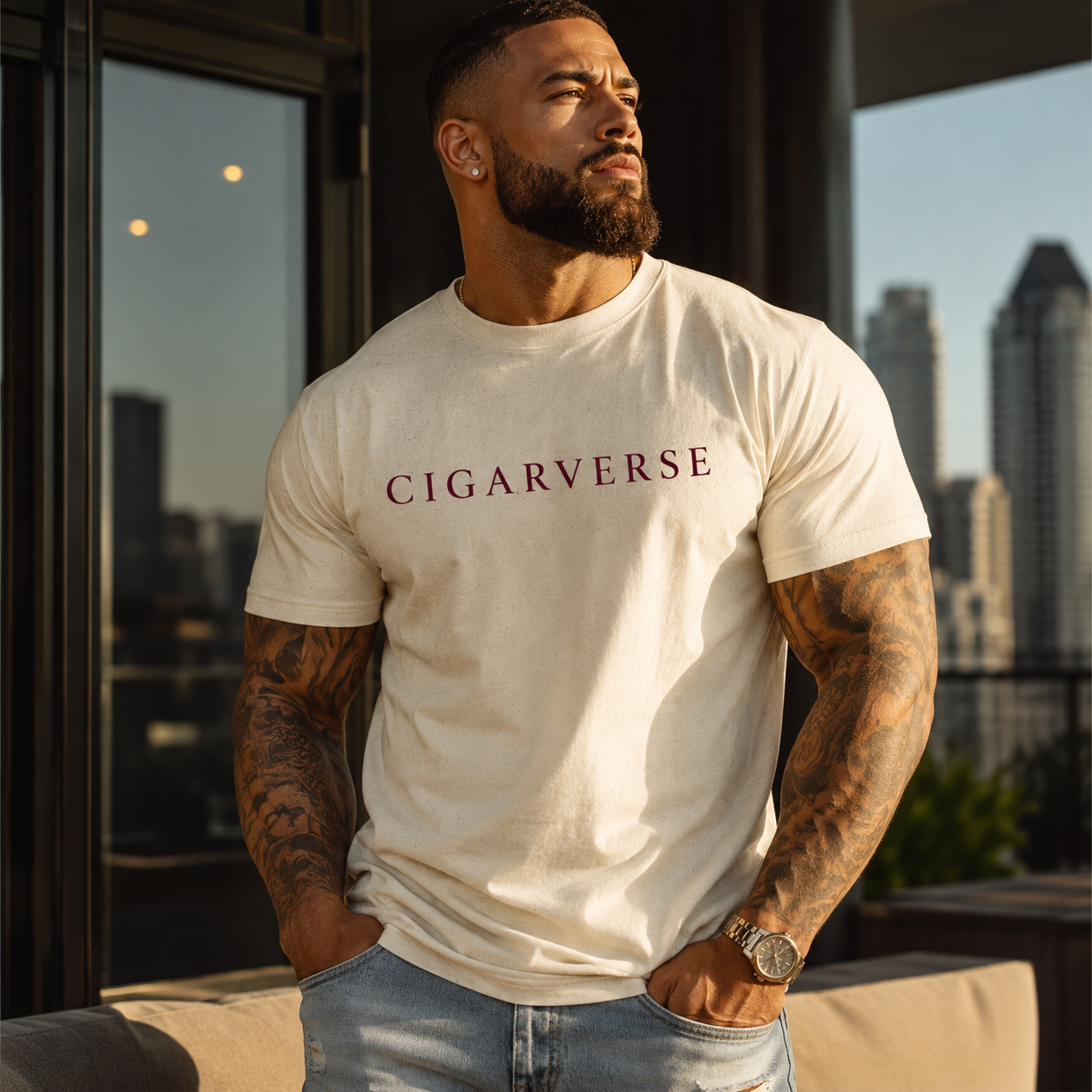 CIGARVERSE Burgundy Logo Vintage Logo Tee