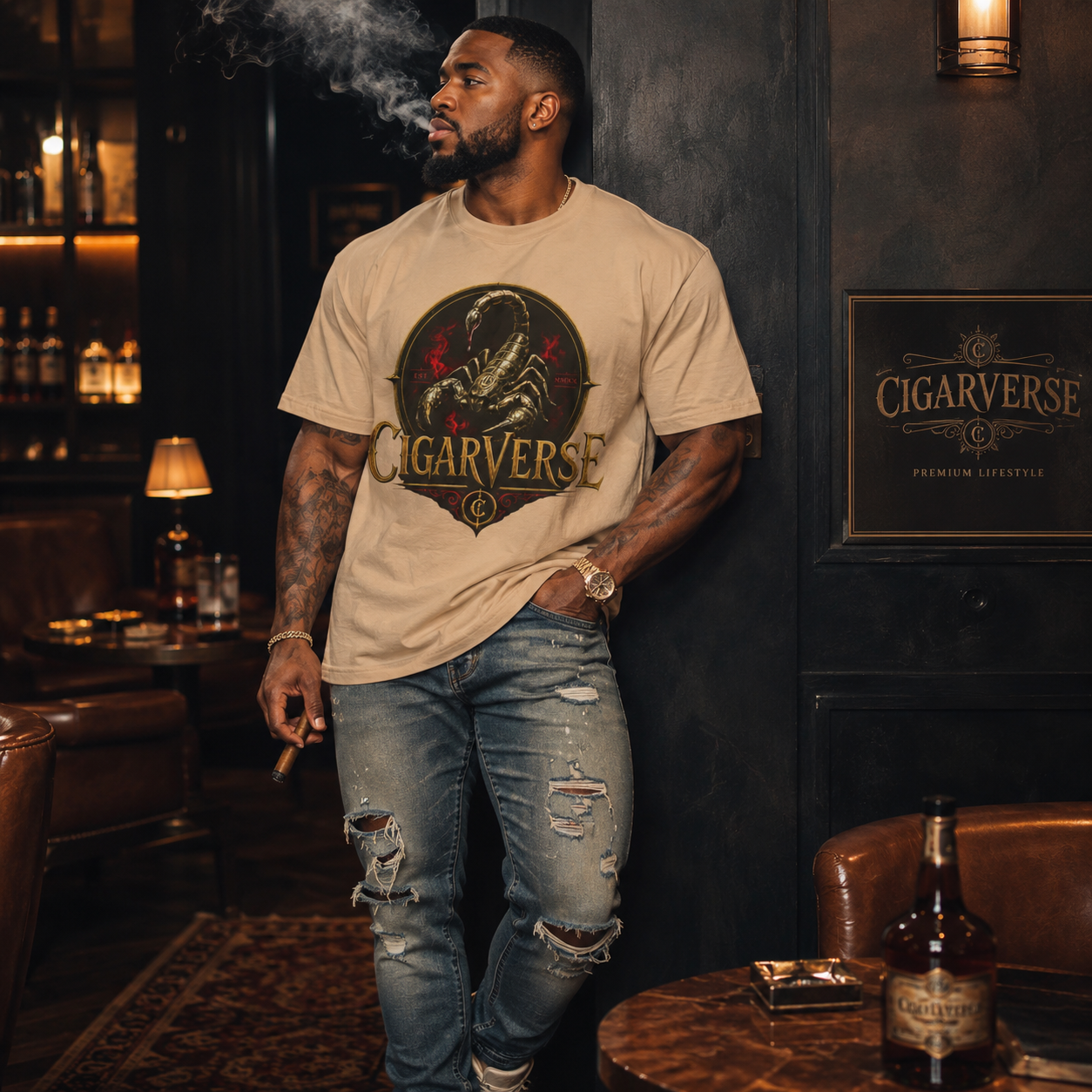 CIGARVERSE Oversized Premium Max Heavyweight T-Shirt — Vintage Scorpion Graphic Tee