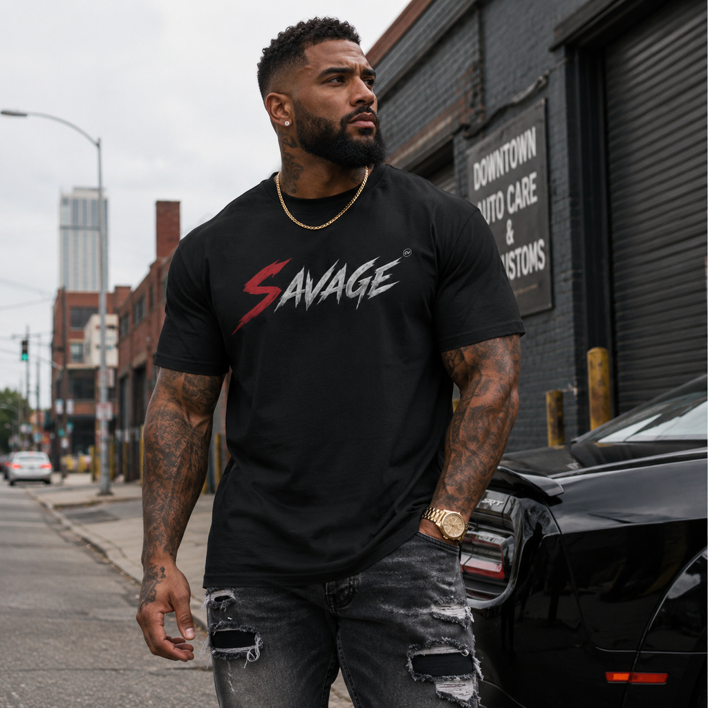 CIGARVERSE Savage Graphic Tee — Bold Red & White Streetwear T-Shirt