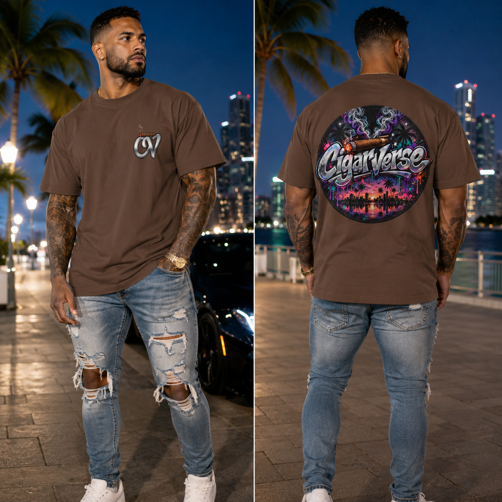 Oversized Premium CigarVerse Graphic T-Shirt — Sunset Cigar Lounge Tee