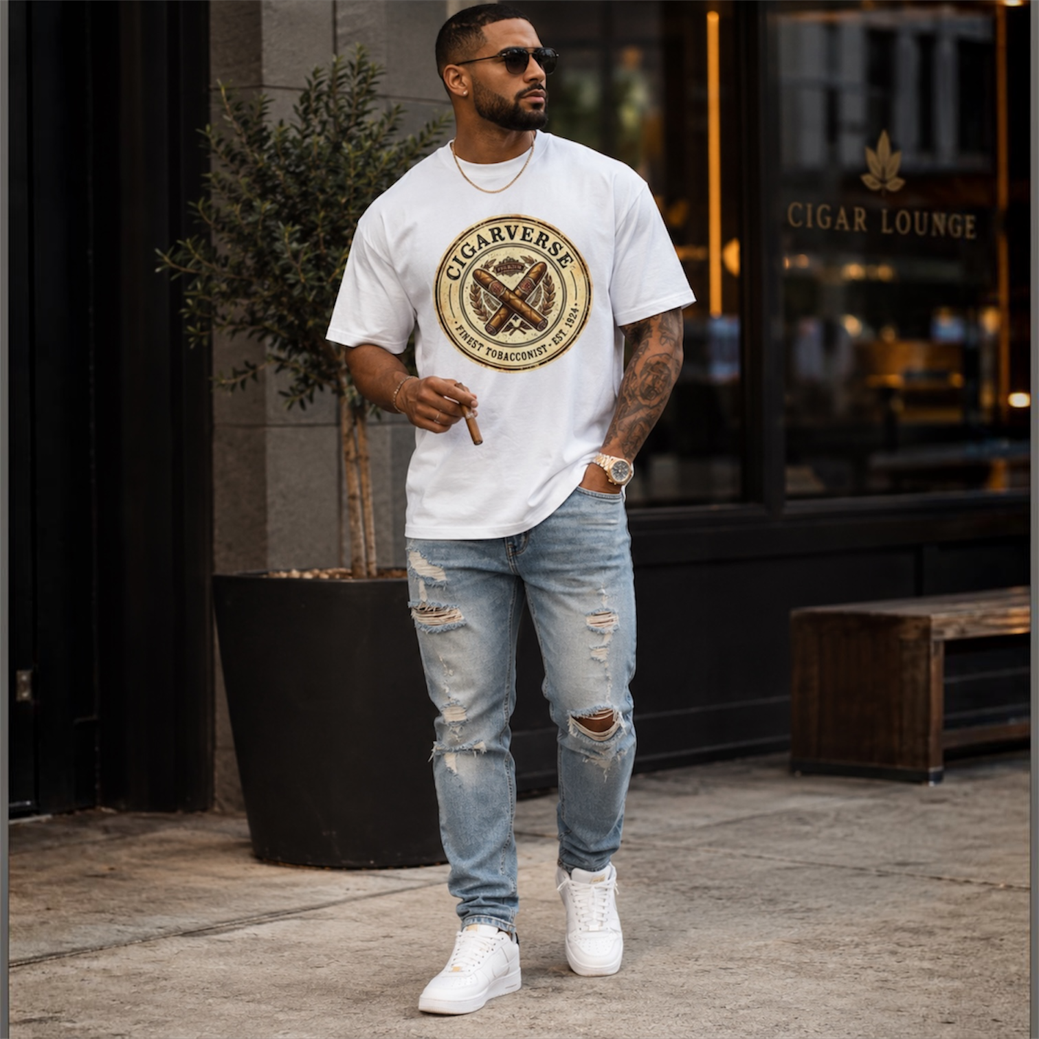Cigarverse Vintage Cigar Club Tee — “Cigarverse Finest Tabacconist”