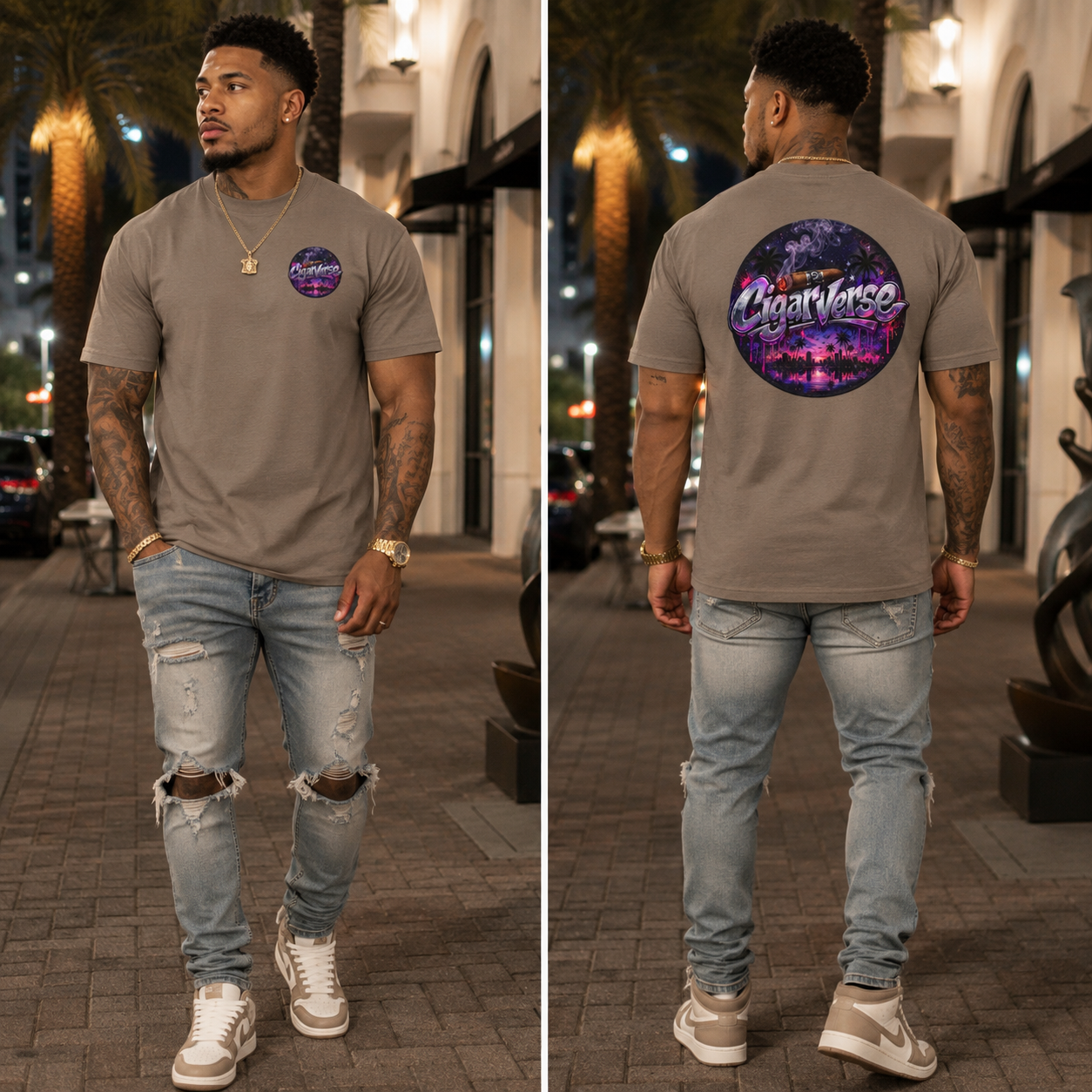 CigarVerse Retro Palm Sunset Tee
