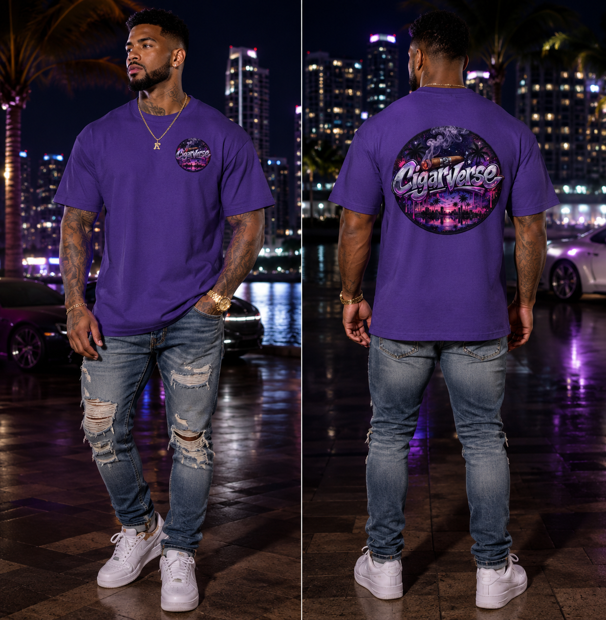 CigarVerse Retro Palm Sunset Tee