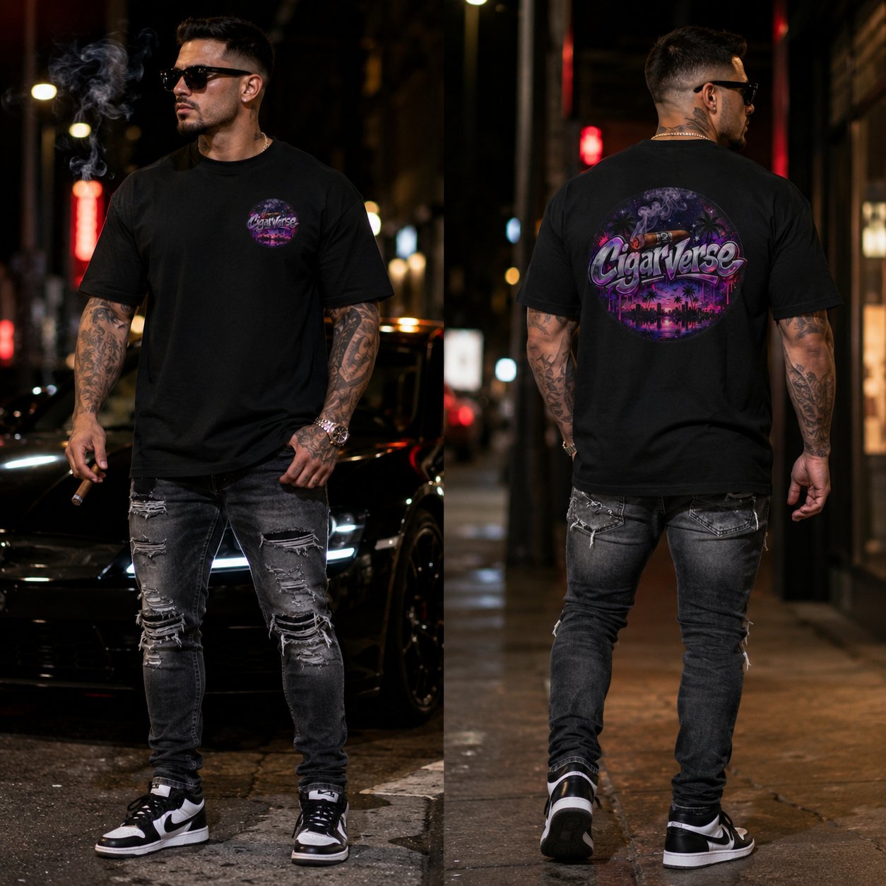 CigarVerse Retro Palm Sunset Tee