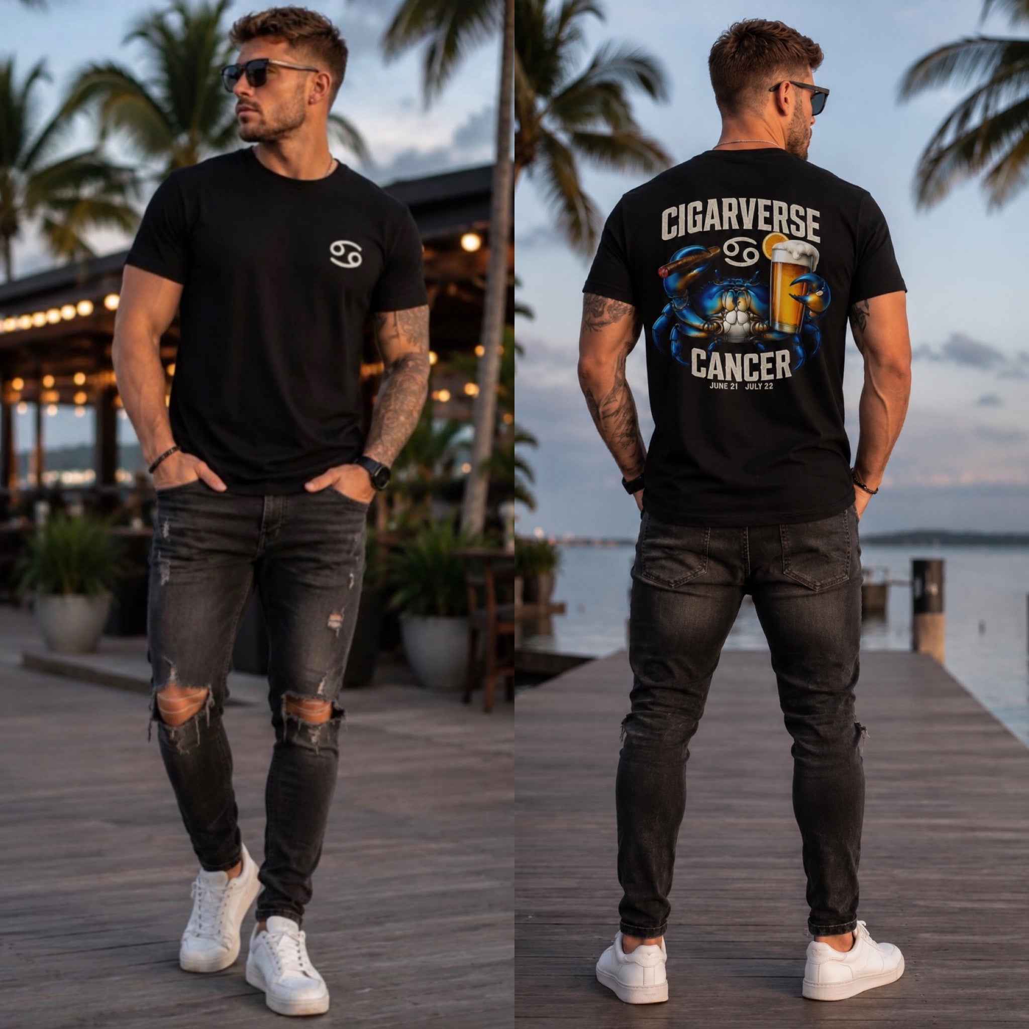 Cancer Zodiac Crab T-Shirt — "Cigarverse" Graphic Tee