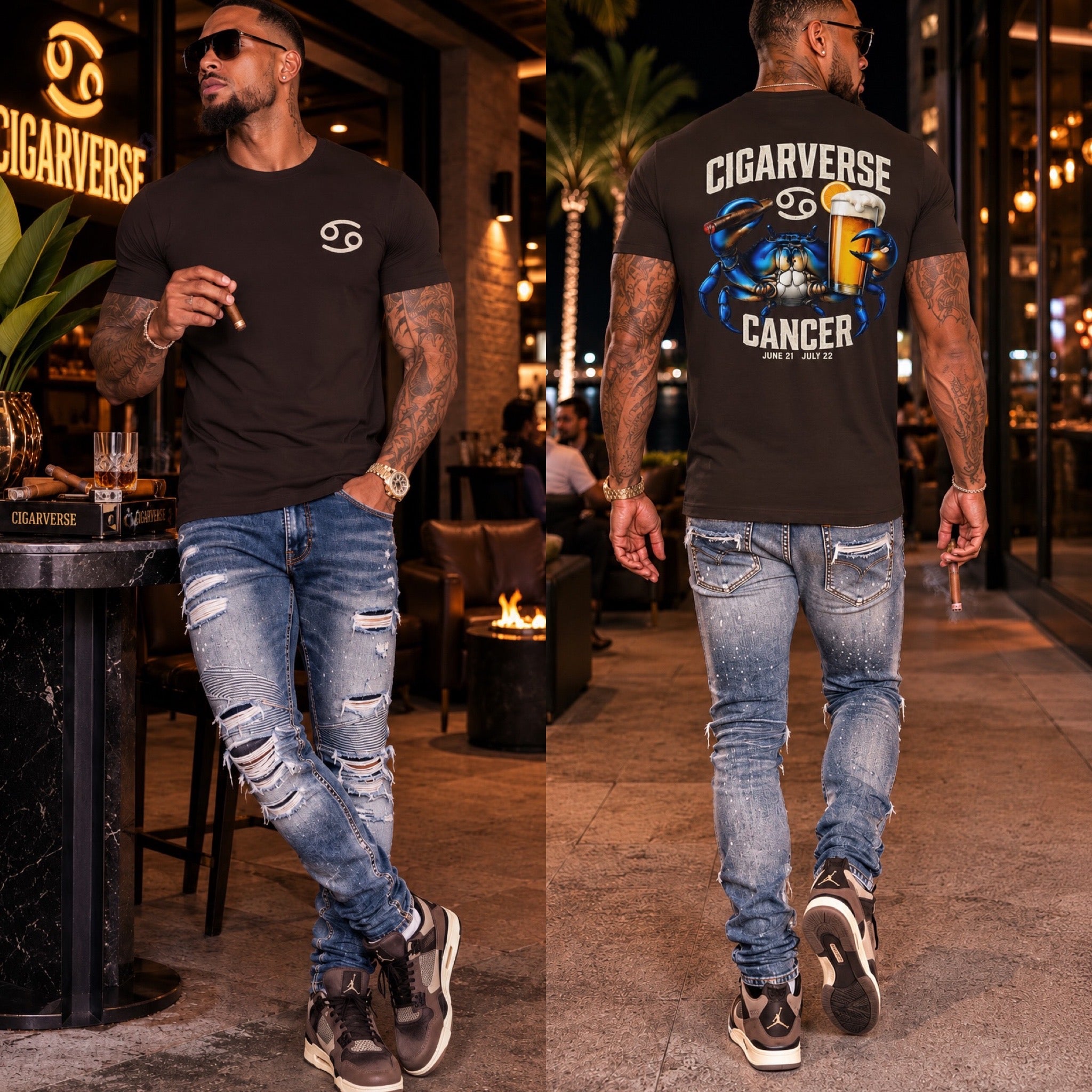 Cancer Zodiac Crab T-Shirt — "Cigarverse" Graphic Tee