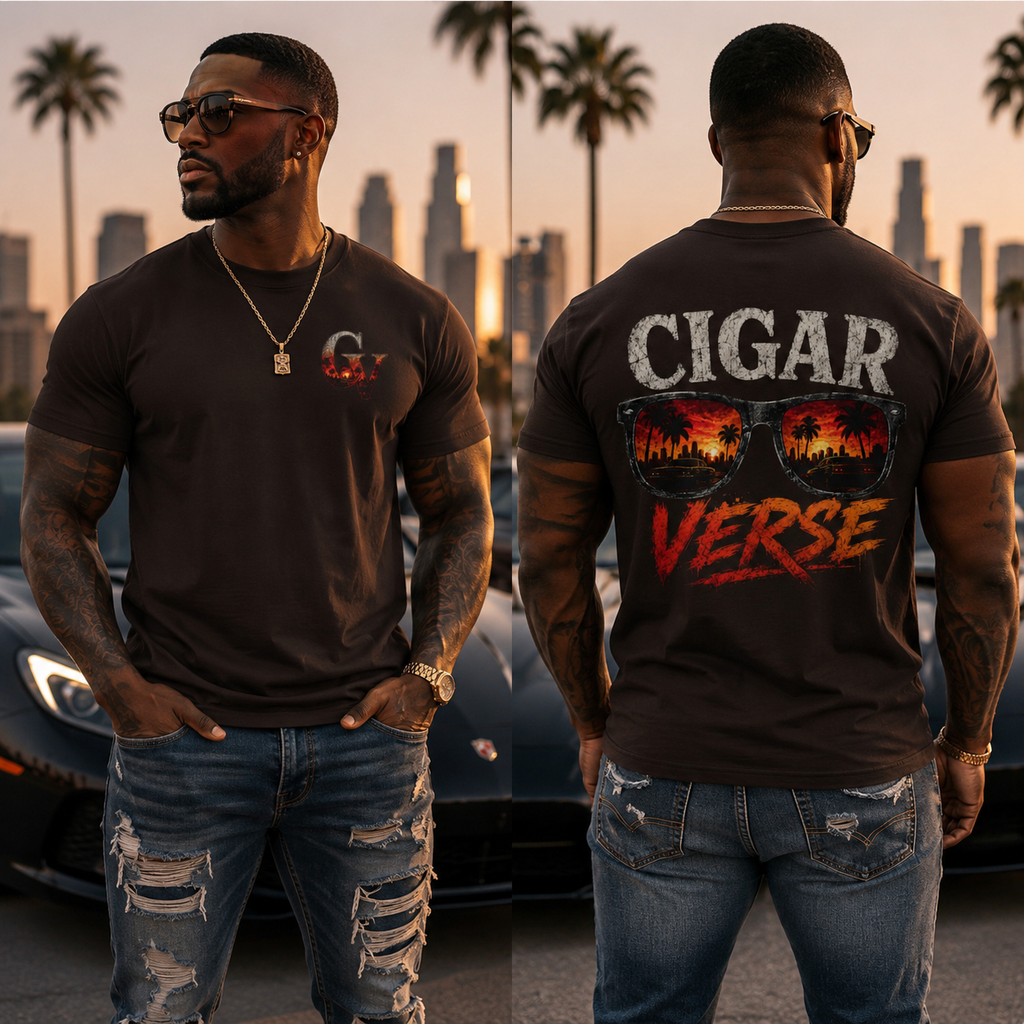 Cigar Verse Tee — Retro Sunglasses Sunset Cigar Lover T‑Shirt