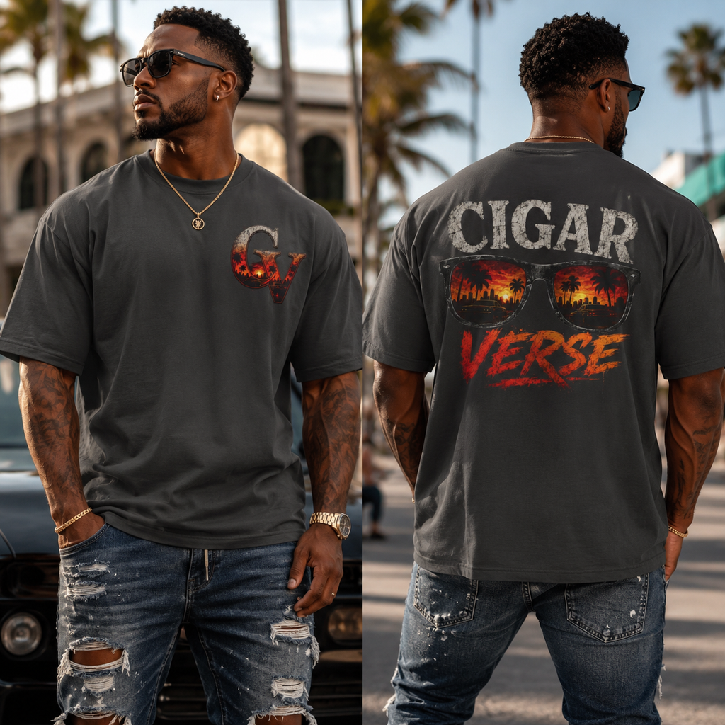 Cigar Verse T‑Shirt – Sunglasses Sunset Graphic Tee