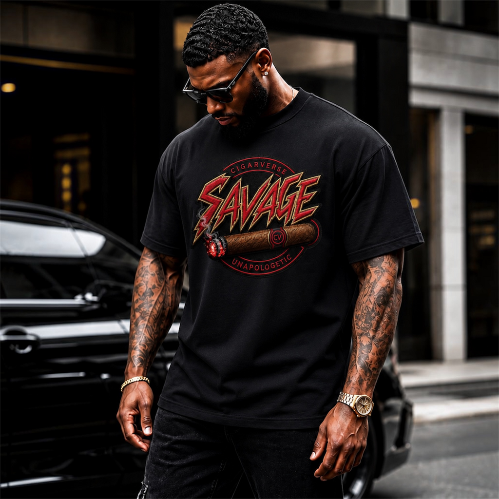 Savage Retro Graphic Tee — Heavyweight Vintage Black Shirt