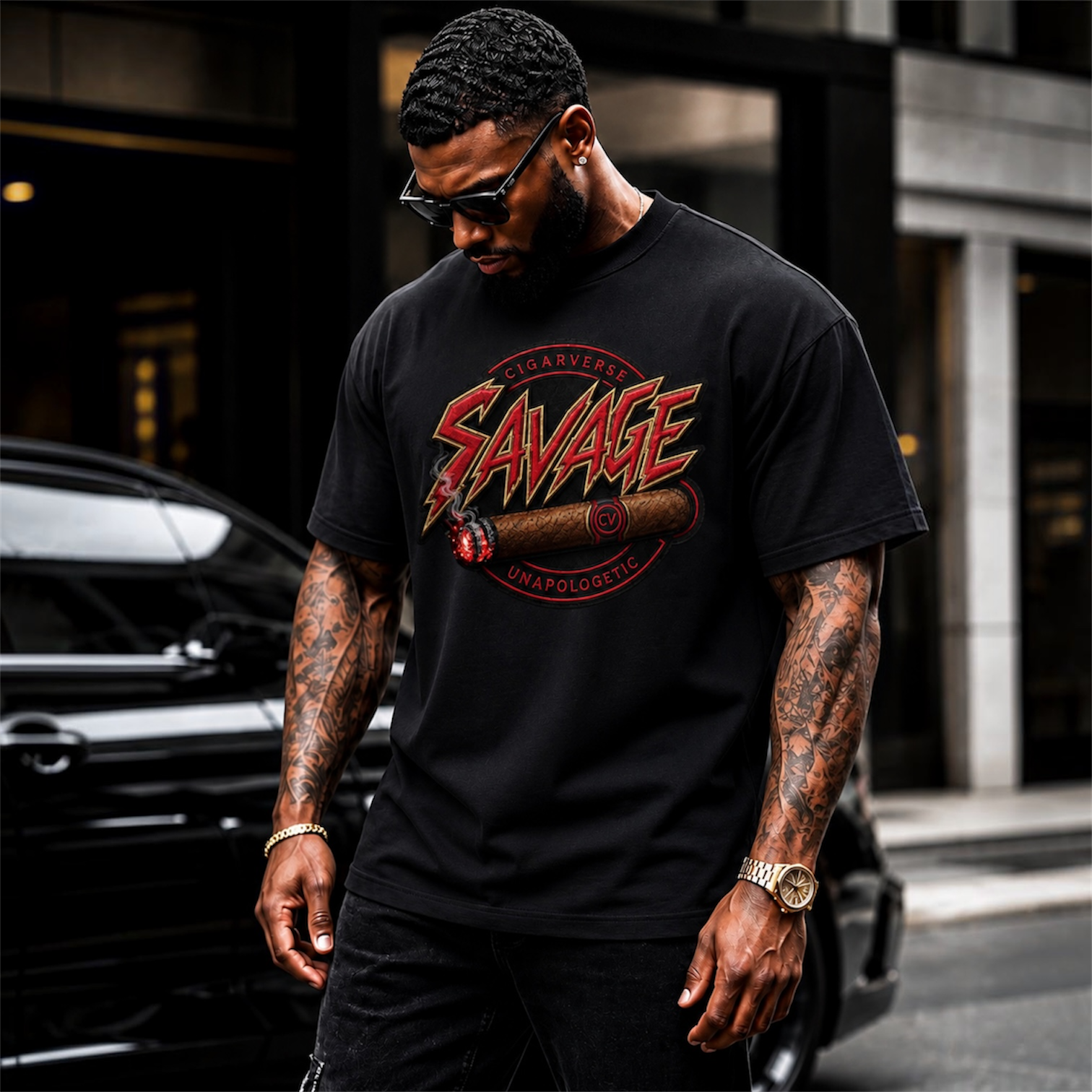 Savage Retro Graphic Tee — Heavyweight Vintage Black Shirt