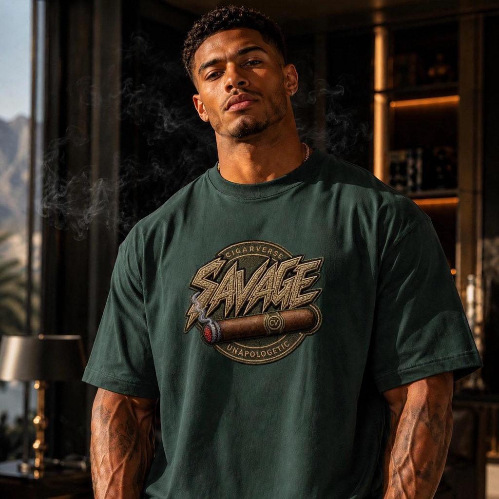 Savage Cigar Club Tee — 'Savage' Cigar Graphic Heavyweight T-Shirt