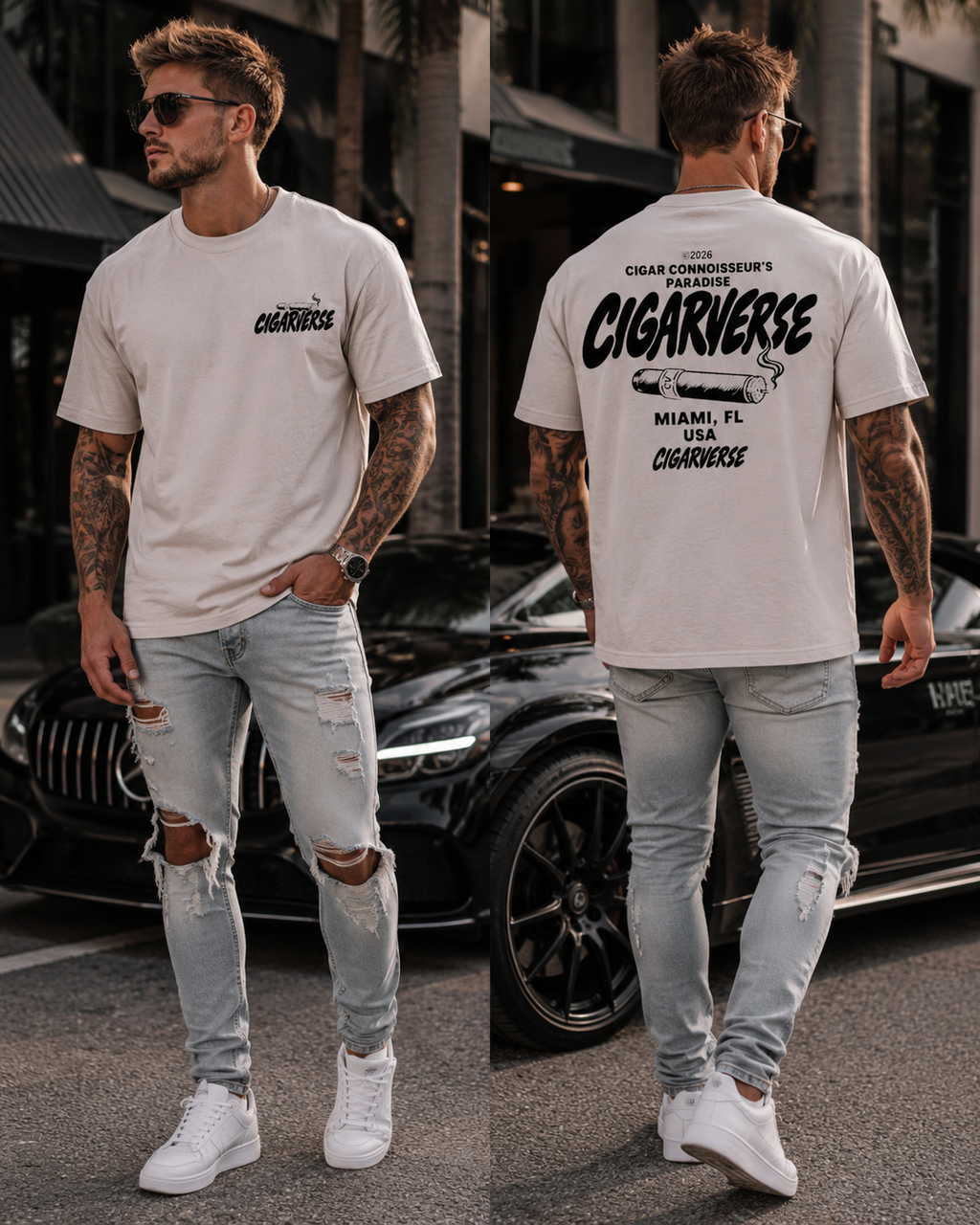 Cigarverse T-Shirt — Cigar Connoisseur Graphic Tee (Miami, FL)