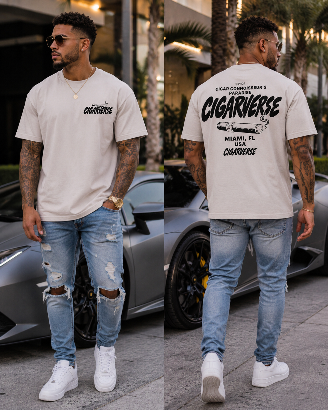 Cigarverse T-Shirt — Cigar Connoisseur Graphic Tee (Miami, FL)